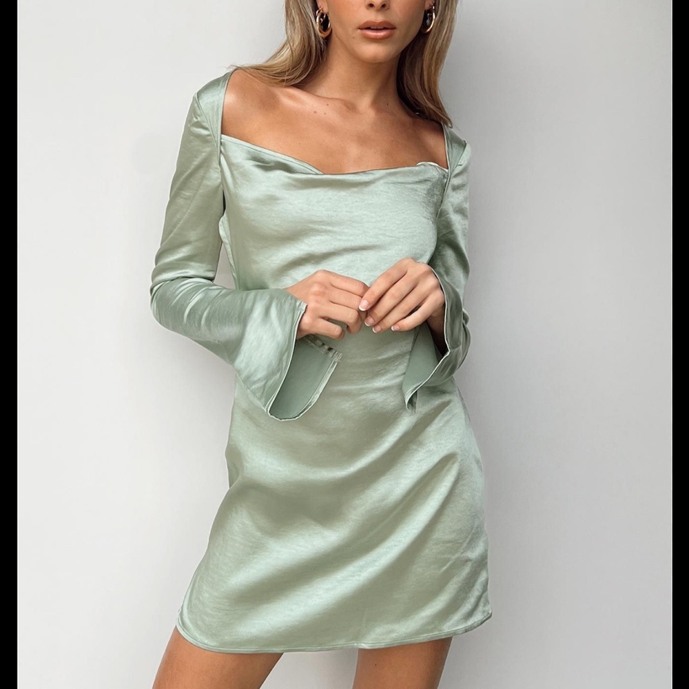 Princess Polly STAR POWER MINI DRESS In Sage